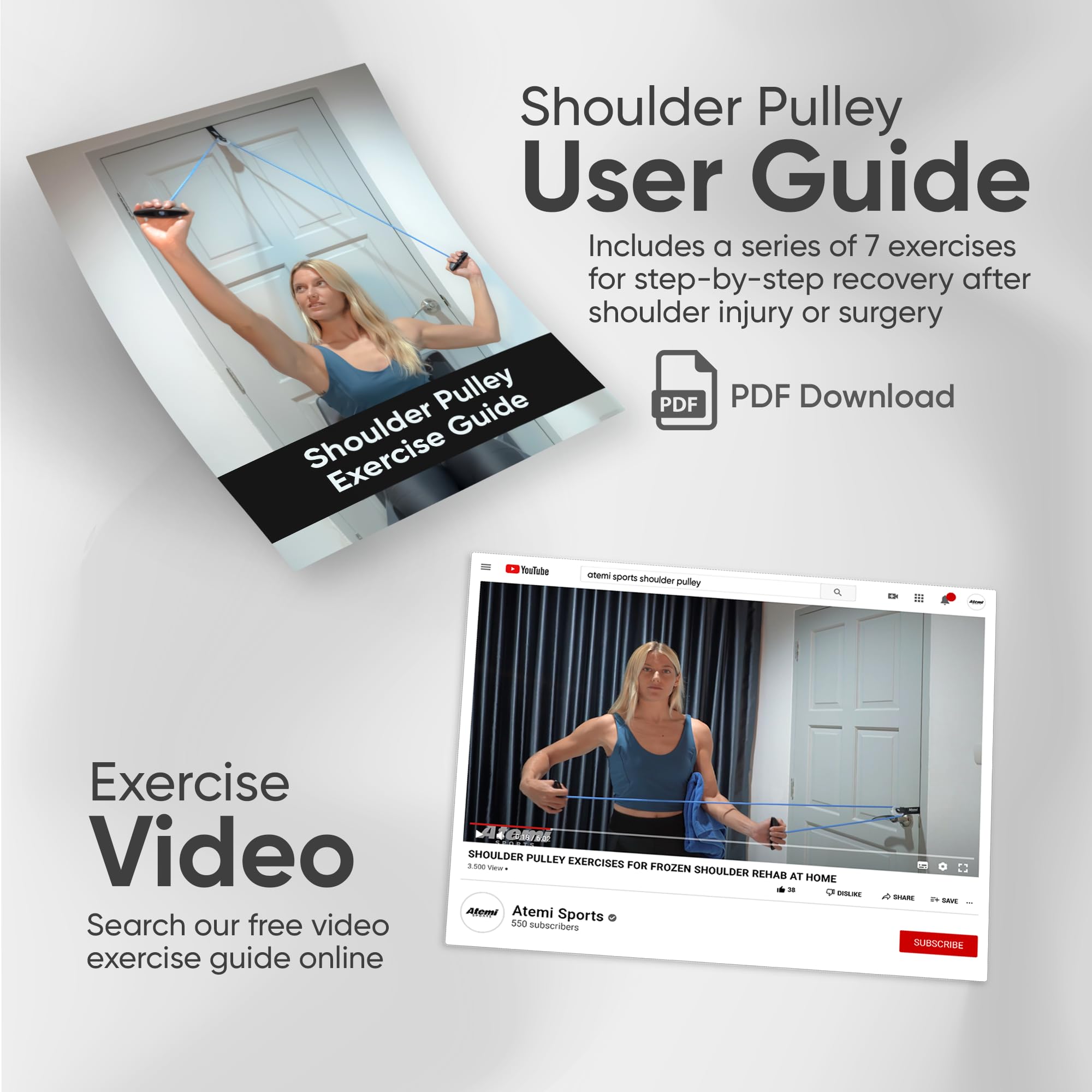 Shoulder Pulley For Physical Therapy - Over Door Rehab System For Rotator Cuff & Frozen Shoulder