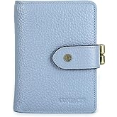 CONTACTS Full Grain Leather Kiss Lock Wallet for Women Kiss Clasp Coin Purse Vintage Bifold Card Wallet with Rfid Blocking (Blue)