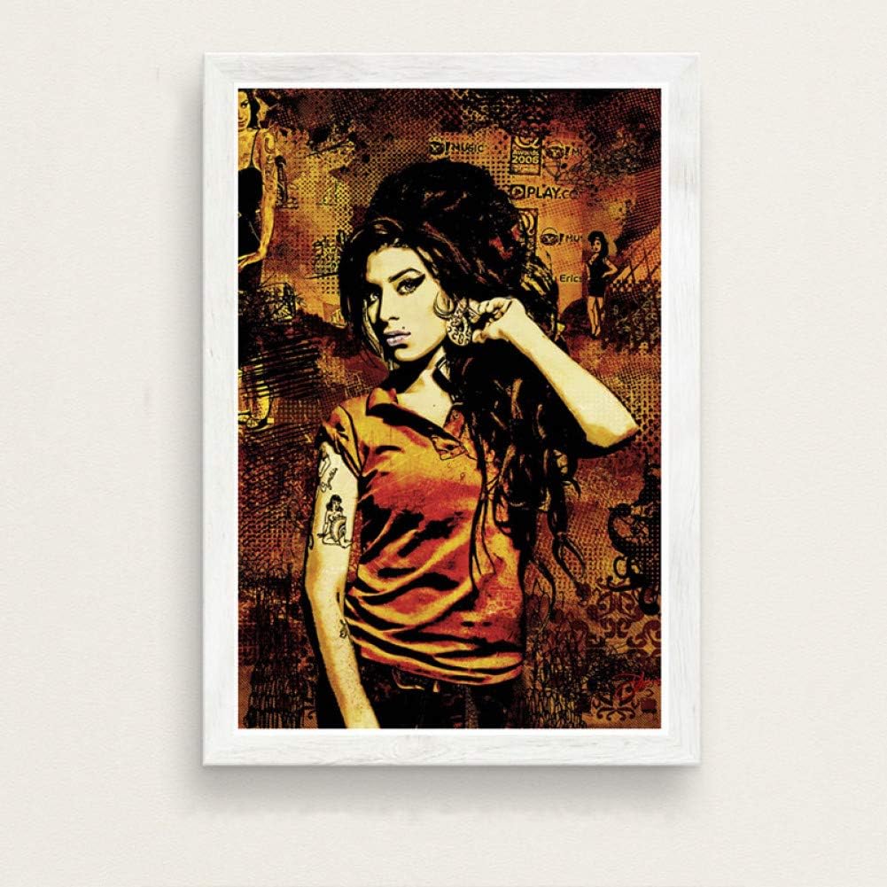 JYWDZSH Canvas Print Canvas Painting Amy Winehouse Music Singer Pop Poster Prints Woman Custom Art Wall Pictures for Living Room Home Decor