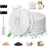 Guarm 11 Pcs Cat Fountain Filter Replacement - Compatible with 2.5L Automatic Pet Water Fountain, 4-Layer Filtration System, Includes 8 Carbon Filters, 2 Sponges, and 1 Cleaning Brush