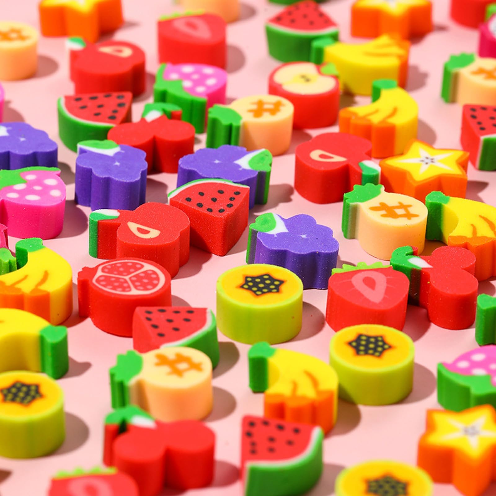 Food Heart Mini Erasers for Kids Bulk Cake Fruit Cute Erasers 170Pcs Desk Pets Classroom Prizes Game Rewards Party Favors Back to School