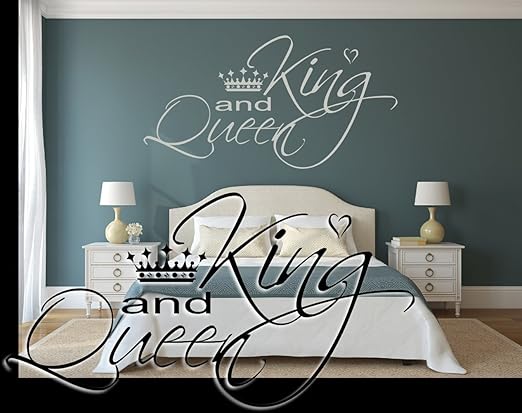Timalo Wandtattoo Furs Schlafzimmer Schriftzug Spruch King And Queen 68054 140x58cm Schwarz Konigin Mit Krone Und Kleinem Herz Amazon De Kuche Haushalt