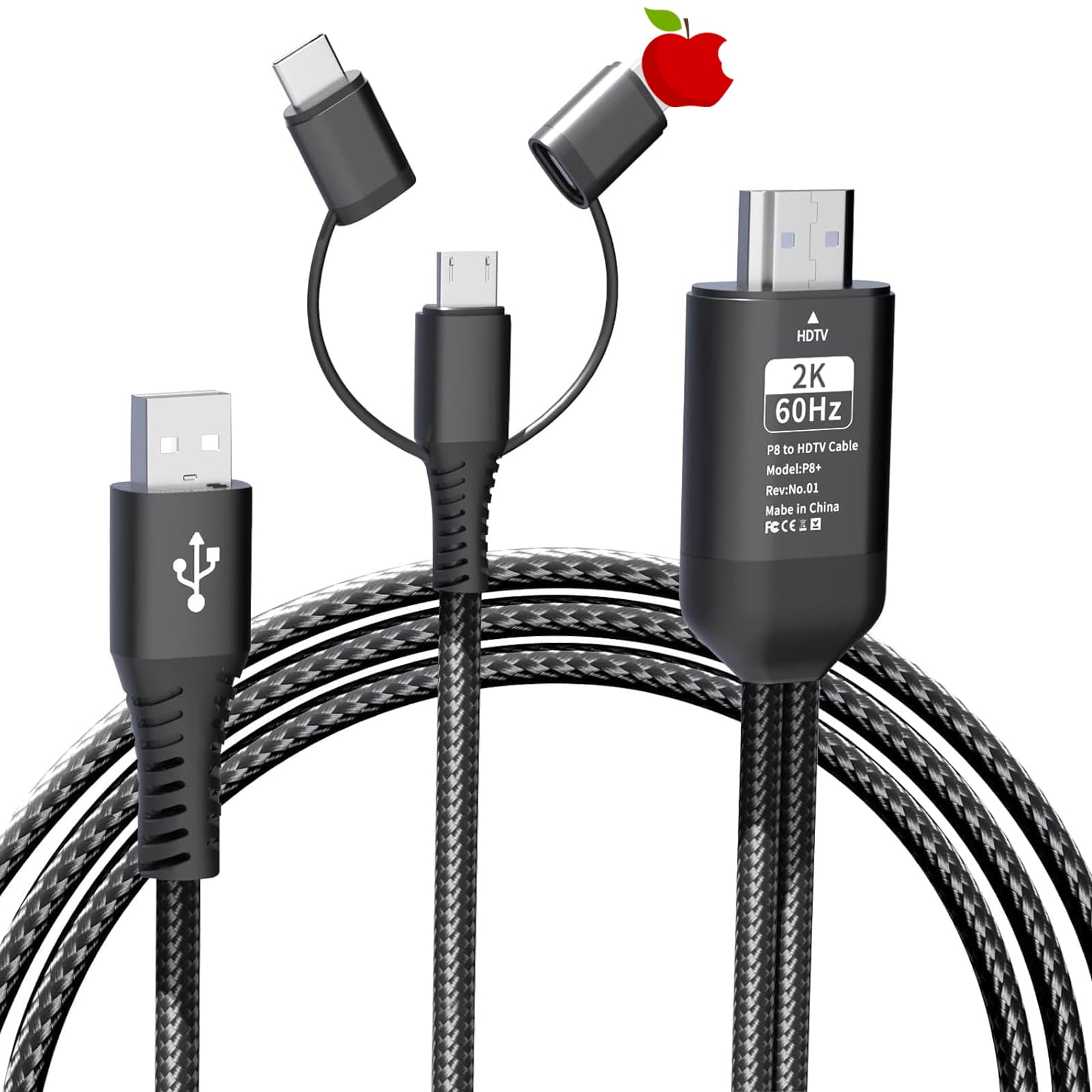 1080P Phone To HDMI Cable For IPhone 14 13 12 11 X 8 IPad – 6ft AV Adapter
