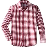 DDILKE Boys' Dress Shirt Long Sleeve Plaid Button Down Poplin Shirts