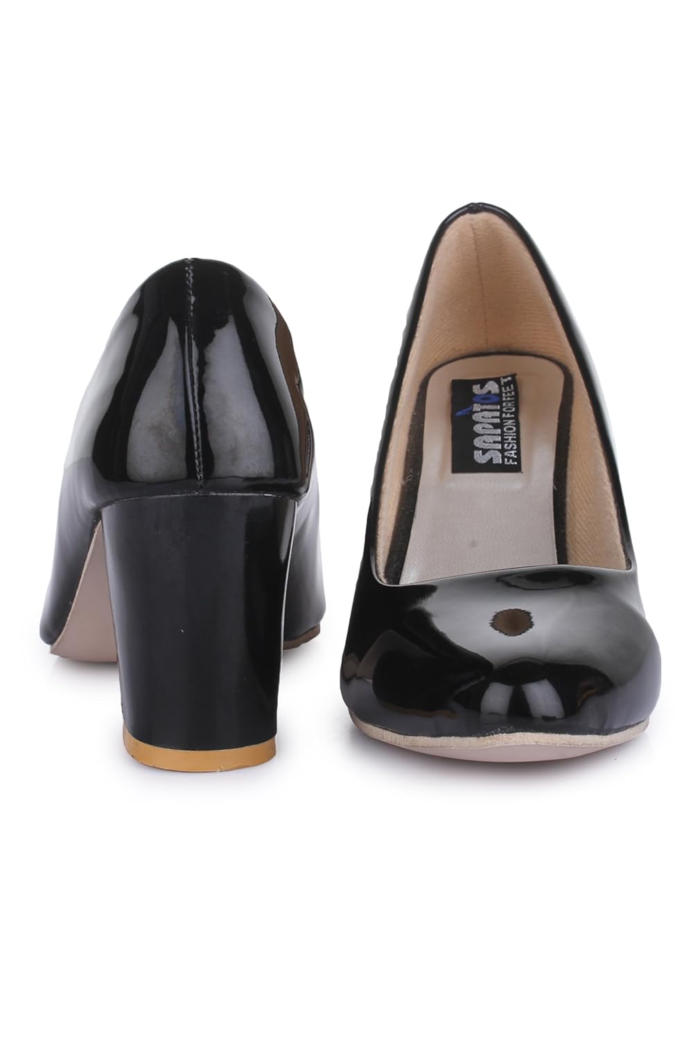 trendy fashion black block heels