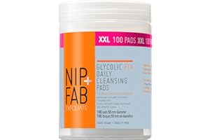 NIP+FAB Nip + Fab Glycolic Acid Fix Daily Cleansing Pads for Face with Hyaluronic Acid, Witch Hazel, Exfoliating Resurfacing AHA Facial Cleanser Pad for Exfoliation Even Skin Tone Brighten Skin, 100 Pads XXL