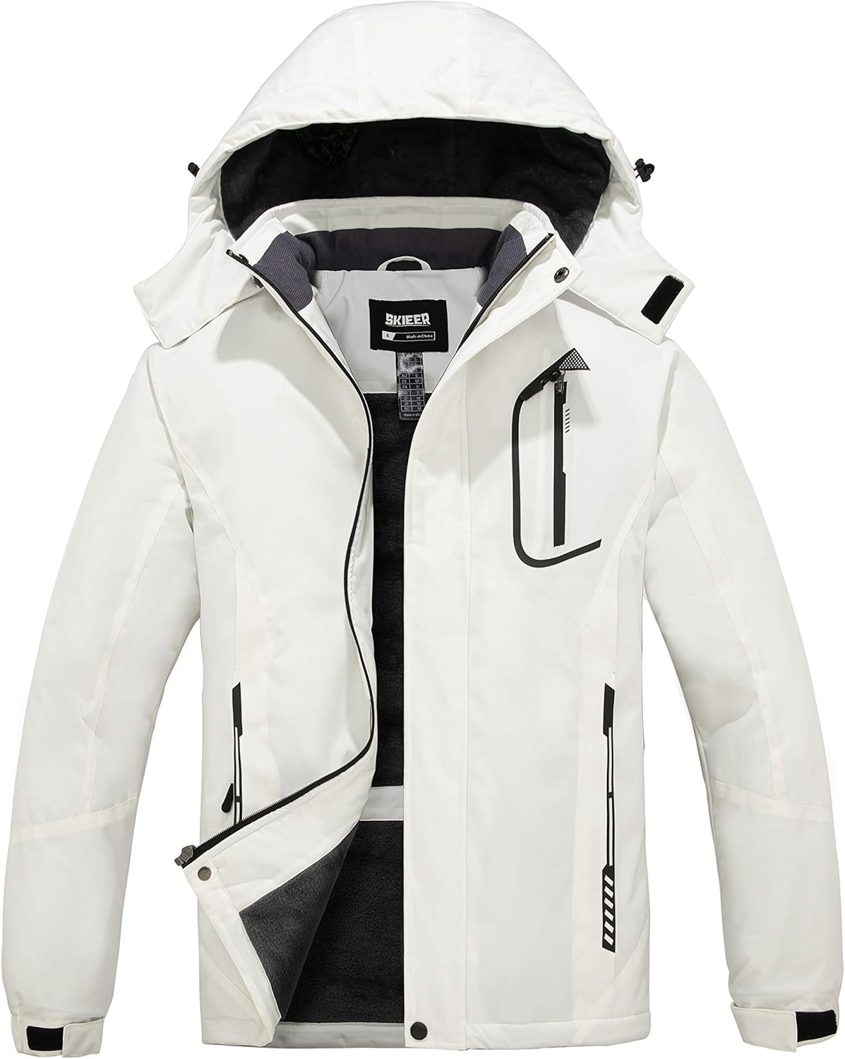 Skieer Men's Mountain Waterproof Ski Jacket Winter Rain Jacket Warm Fleece Snow Coat: Clothing