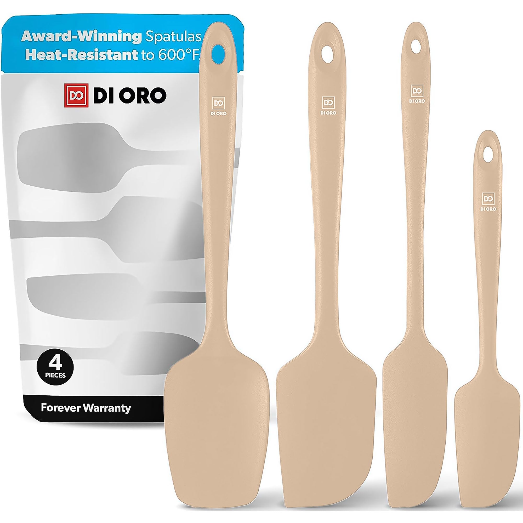 Photo 1 of DI ORO Silicone Spatula Set - Rubber Kitchen Spatulas for Baking, Cooking, & Mixing - 600°F Heat-Resistant & BPA Free Silicone Scraper Spatulas for Nonstick Cookware - Dishwasher Safe (4pc, Clay)
