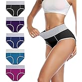 wirarpa Women's Cotton Underwear High Waist Stretch Briefs Soft Underpants Ladies Full Coverage Panties 5 Pack