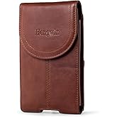 Hengwin Genuine Leather Phone Holster Fits for iPhone 16 Plus 15 Pro Max 14 Pro Max Samsung Galaxy S25 Edge S24+ S23 Ultra Belt Holster Pouch Case with Belt Clip Magnetic Cell Phone Holder (Brown)