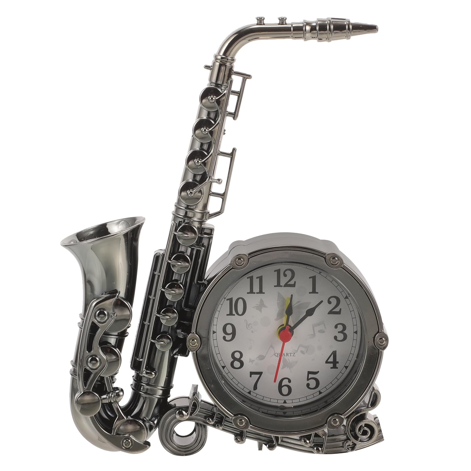 Tofficu Saxophone Alarm Clock Creative Tabletop Clock for Bedroom Office Home Decoration Stylish Retro Design Battery Operated 7.1X5.1X1.8 Inches