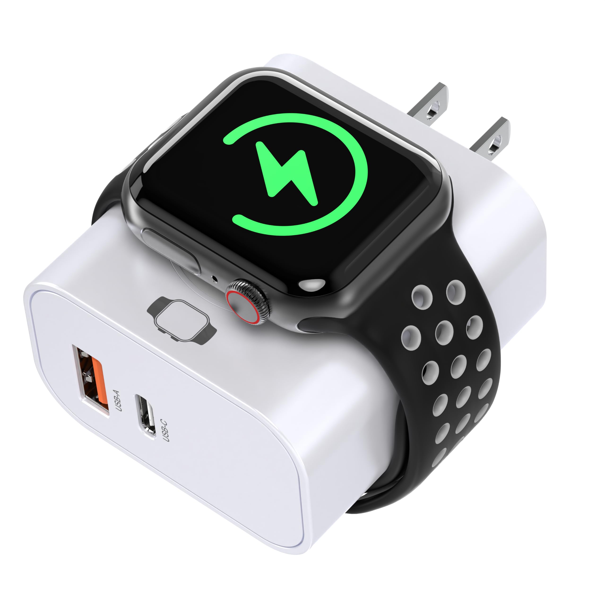 TT&C Apple Watch Charger, Wireless Magnetic Charger, Dual Port Wall Charger USB C + A Charging Block Adapter Plug, for iWatch Ultra/SE/11/10/9/8/7/6/5/4/3/, iPhone 17/16/15/14/13/12/11, Android Phones