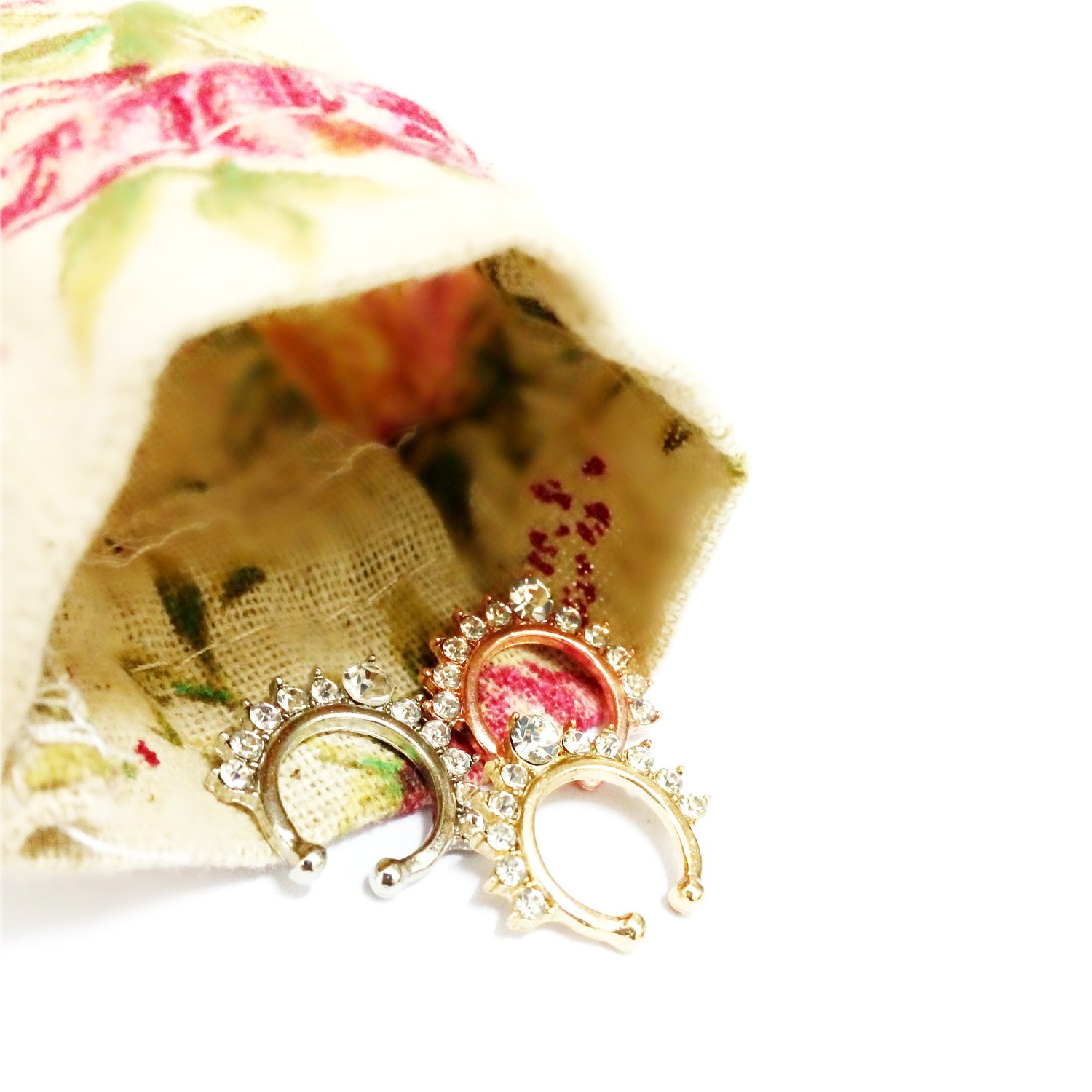 Septum Jewelry, 3pcs Septum Ring Faux No Piercing Nose Ring for Women Girls - Rose Gold & Gold & Silver