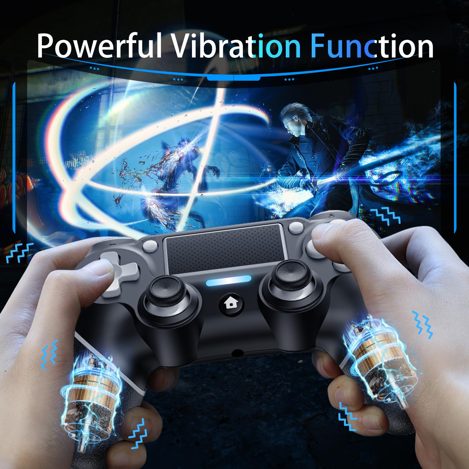 2 Pack wireless controller for P4, wireless controller for p4/pro/slim/pc, with Non-Slip Grip, dual vibration, Turbo, type-c port (Midnight Black * 2)