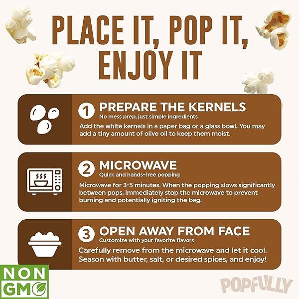 POPFULLY SEA SALT CARAMEL POPCORN FULLY POPS, SHARING BAGS, SWEET & SALTY, BIG POP, MICRO POPCORN BAGS, 3-PACK