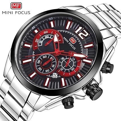 Mini Focus Luxury Mens Watch,Top Brand Dual Quartz Watch,Chronograph Casual Fashion Waterproof Stainless Steel Back Male Wristwatch MF0104G.01