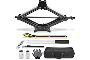 Car Jack Kit Scissor Jack for Car 2.5 Ton (5511 lbs) Tire Jack Tool Kit Universal Car Emergency Kit with Lug Wrench Tire Chan