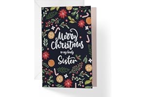 1Up Greetings Single Christmas Card For Sister | Your Purchase Helps Animals In Need | 5”x7.5” | Individual Christmas Card with Envelope | Made in USA | Female Owned Small Business