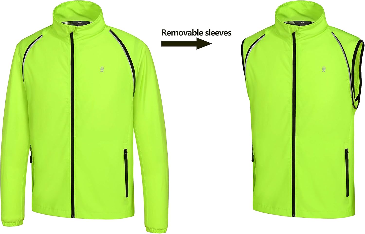 Little Donkey Andy Men's Quick-Dry Running Jacket, Convertible UPF 50+ Cycling Jacket Windbreaker with Removable Sleeves : Clothing