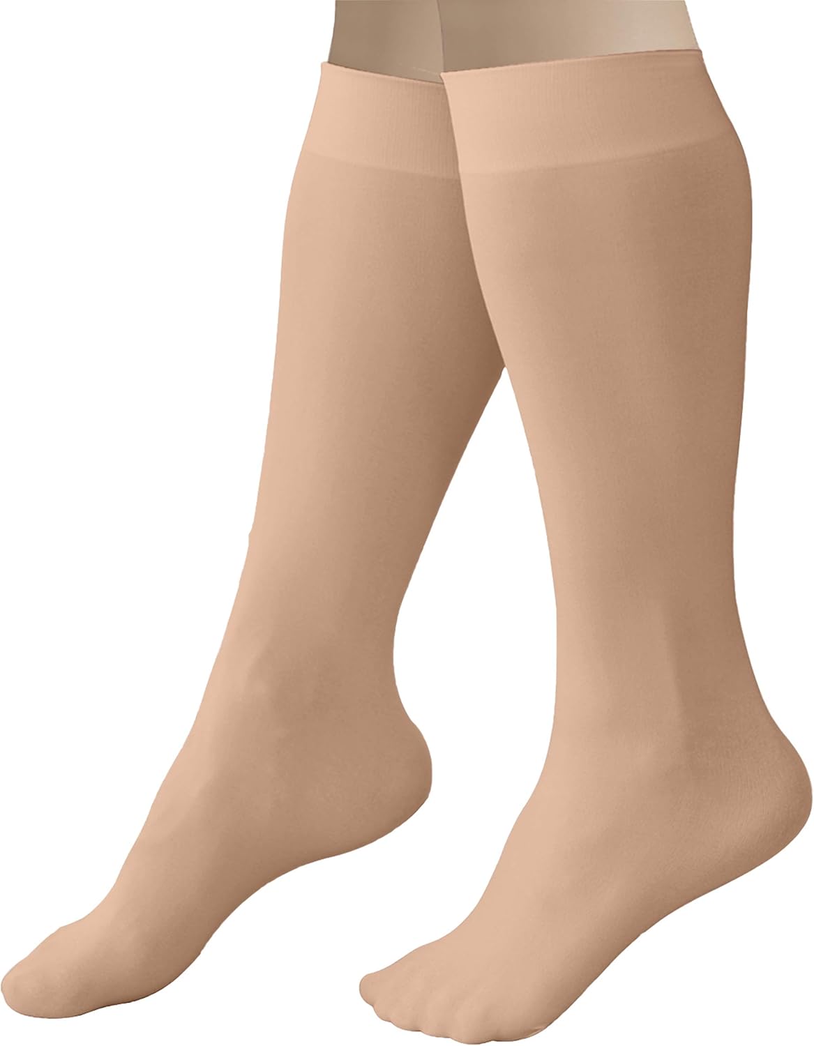 CRS Cross Figure Skating Socks (2 Pair) Knee High Tights for Ice Skates, Footed Skate Socks, Dance Tights (Twizzle Tan): Clothing