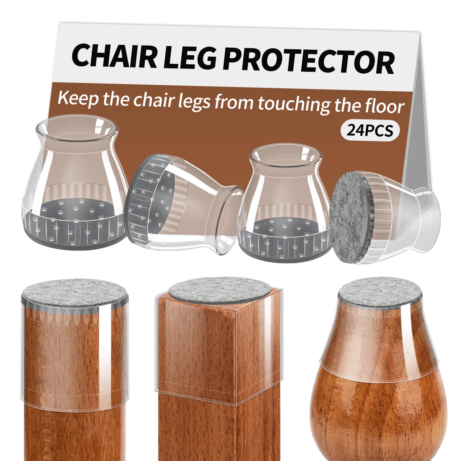 Photo 1 of 24 Pcs Silicone Chair Leg Floor Protectors & Furniture Sliders for Hardwood Floors - Felt Pads for Chair Legs Anti-Scratch Noise Reduction Furniture Pads Chair Feet Protectors Fit 1.3" to 1.97"