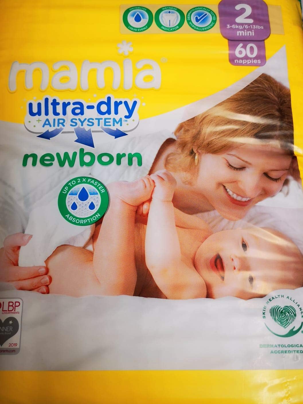 Nappies Size 2 Mamia Jumbo Pack 60 + Free Baby Wipes BigaMart