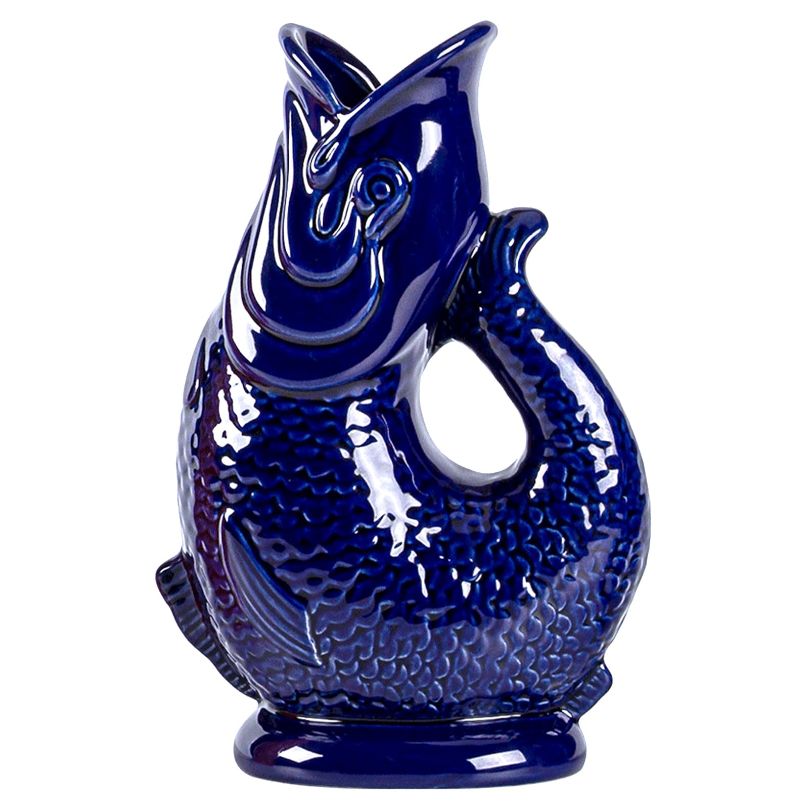 Polegas 1.4L Large Glug Pitcher, Fish Shaped Water Pitchers, Ceramic Cocktail Pitcher，Blue Decorative Ceramic Vase