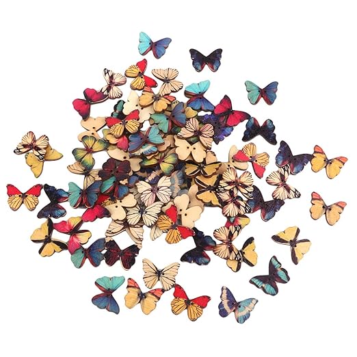 title=Colorato Disegno Bottoni In Legno Farfalla Colorati Per Cucire 100pcs Fai Da Te