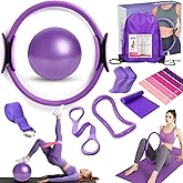 Pilates Ring Equipment Set, Home Pilates Kit for Women with 13’’ Magic Ring with Dual Padded Handles, Small Pilates Ball, 5 Resistance Bands & Complete Fitness Guide, Pilates Essential Accessories