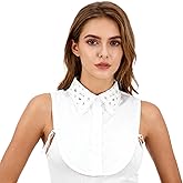 Tucnoeu Fake Collar Detachable Dickey Collar, Blouse Half Shirts Peter Pan Faux False Collars for Women, Half Shirt Blouse False Collars White