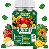 Sugar-Free Super Greens Gummies &mdash; Fruits and Veggies Supplement (30-Days) | US-Made, 35+ Greens, Veggie &amp; Fruit Gummies to Boost Immunity, Skin &amp; Gut Health - Ideal for Adults &amp; Picky Teens(60 Gummies)