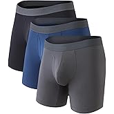 COLORFULLEAF Men's Underwear Soft Comfort Breathable Moisture Wicking Boxer Briefs for Men Packs 3D Pouch Open Fly