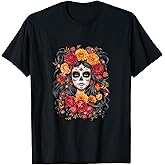 La Catrina Sugar Skull Floral Women T-Shirt