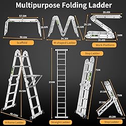 RIKADE 12.5FT Folding Ladder, 7-in-1 Multi Purpose