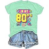 Women 80'S Shirts Vintage Graphic Tee Neon Shirts in My 80s Era Shirt Casual 80s 90s Party Clothes