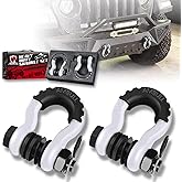 AMBULL Shackles 3/4 Inch D Ring Shackle (2 Pack) 45,000lb Break Strength with 7/8 Inch Pin, Isolator and Washer Kits for Use with Tow Strap, Winch, Off-Road Jeep Truck Vehicle Recovery, White