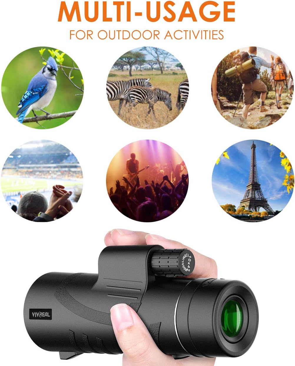 Monocular Telescope - 12X50 High Power 【HD Monocular for Bird Watching】 with Tripod IPX7 Waterproof Monocular Made by Hyper FMC BAK4 Prism & Eco-Friendly Materials : Camera & Photo
