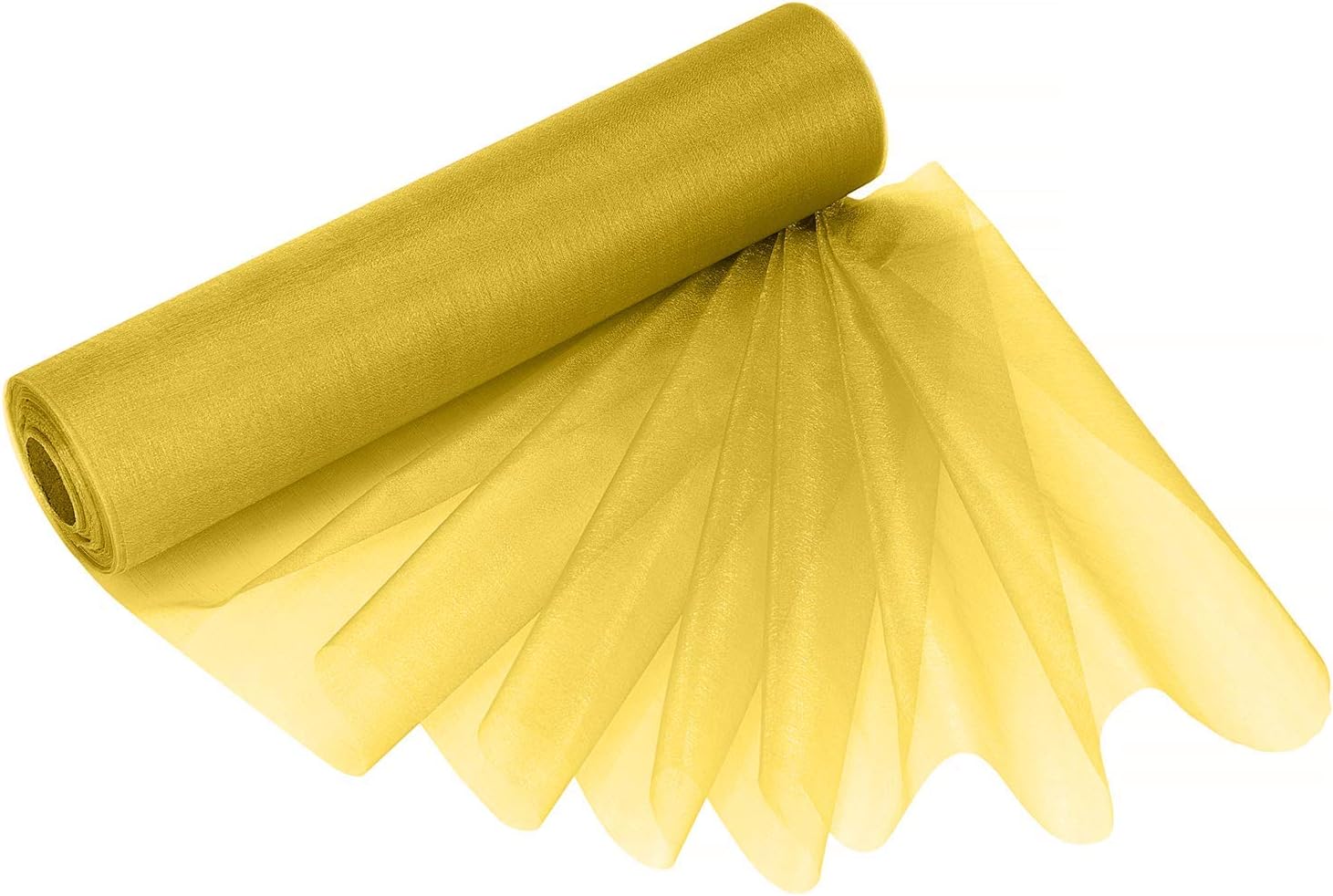 WedDecor 25m x 29cm Snow Sheer Yellow Organza Roll Sash Glitter Fabric for Table Runner Sashes Wedding & Christmas Decoration