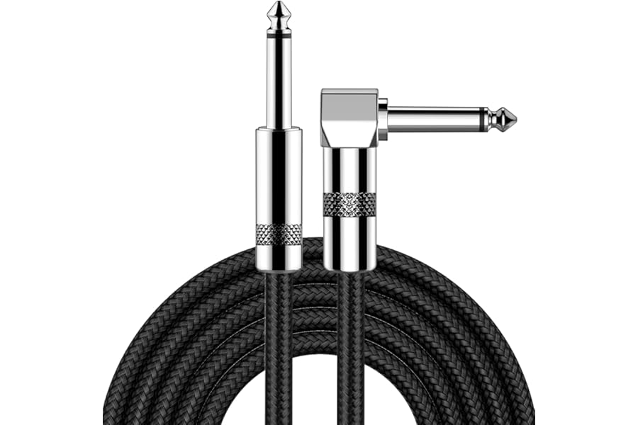 New Bee Guitar Cable 10ft Electric Instrument Bass AMP Cord for Electric Mandolin, Pro Audio (Right Angle to Straight, Black)