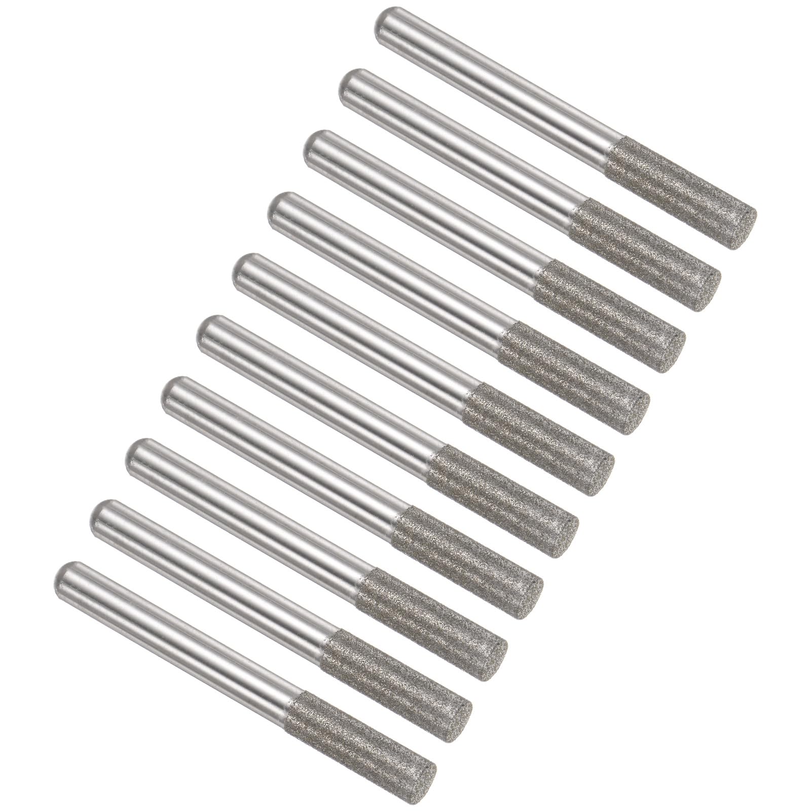 Kozelo 10pcs Diamond Grinding Bit - [6mm Dia 120 Grtis] Cylinder Head Carving Drill Bits Rotary Tool for Carving Polishing Use | 6mm Round Shank
