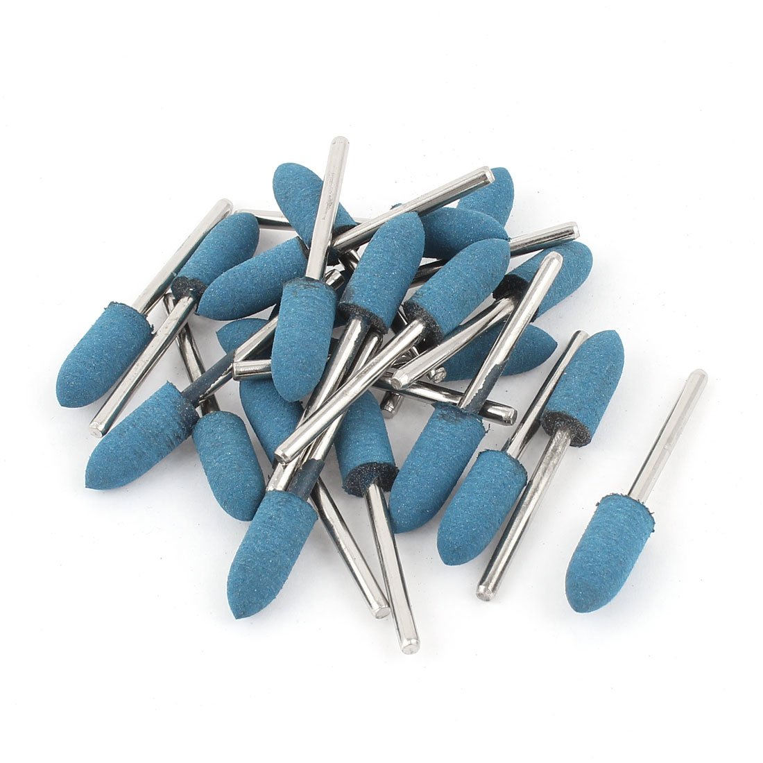 sourcingmap 3mm Shank 8mm Cone Head Blue Rubber Polishing Mounted Point 22 Pcs