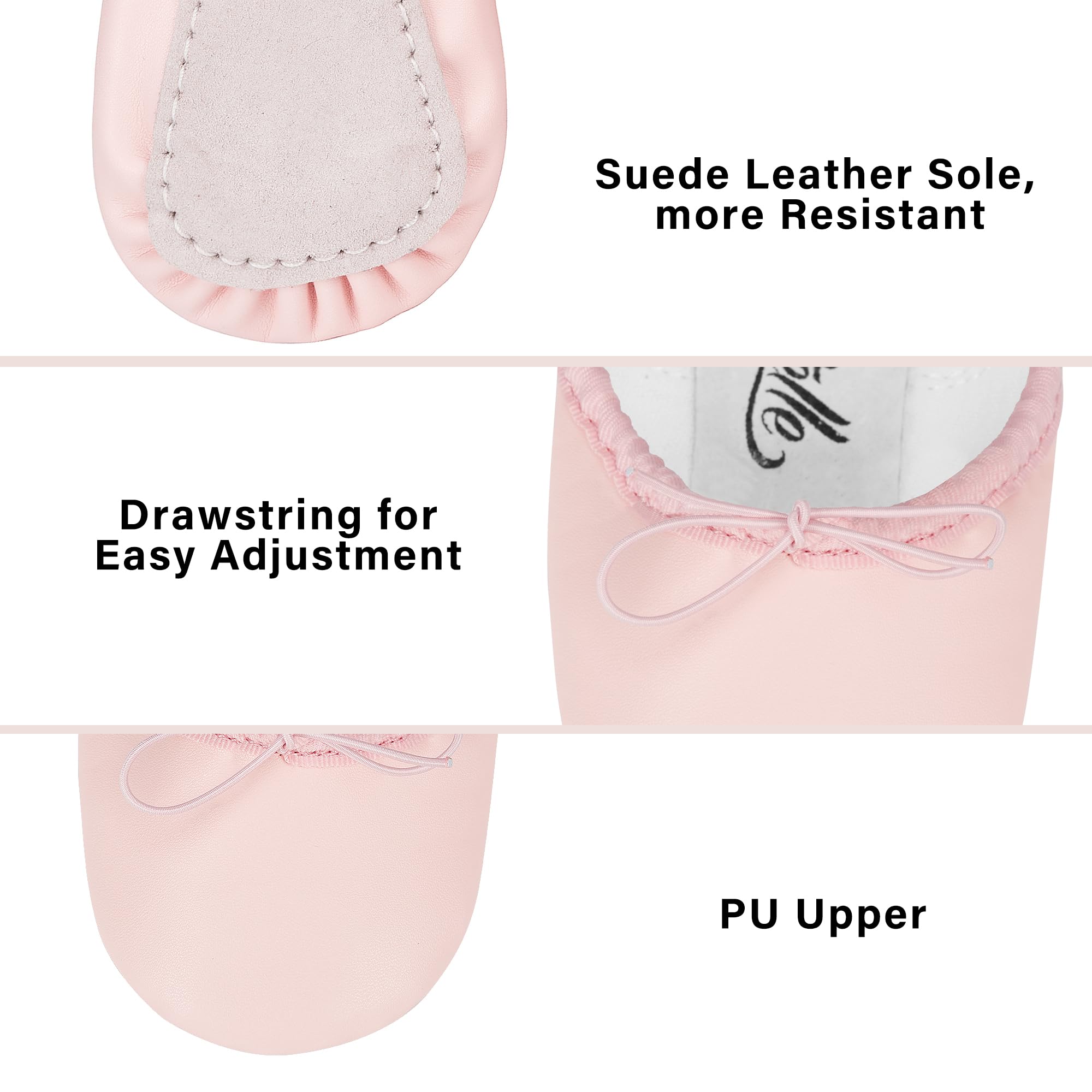 Stelle Ballet Shoes for Girls Toddler Dance Slippers PU Leather Boys Ballerina Shoes for Toddler/Little Kid/Big Kid/Women