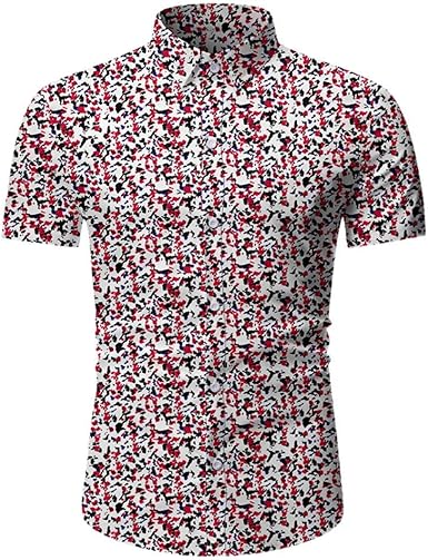 LUNULE Camisetas Hombre Manga Corta Originales Moda Camisas Hawaianas Hombre Verano Camisas De Vestir Hombre con Botón Slim Fit Estampada Camisetas Hombre Manga Corta Original T-Shirt tee: Amazon.es: Ropa y accesorios