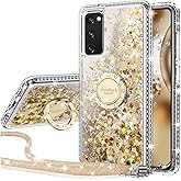 Silverback for Samsung Galaxy S20 FE 5G Holographic Sparkle Glitter Case with Stand, Bling Diamond Ring - Clear Gold