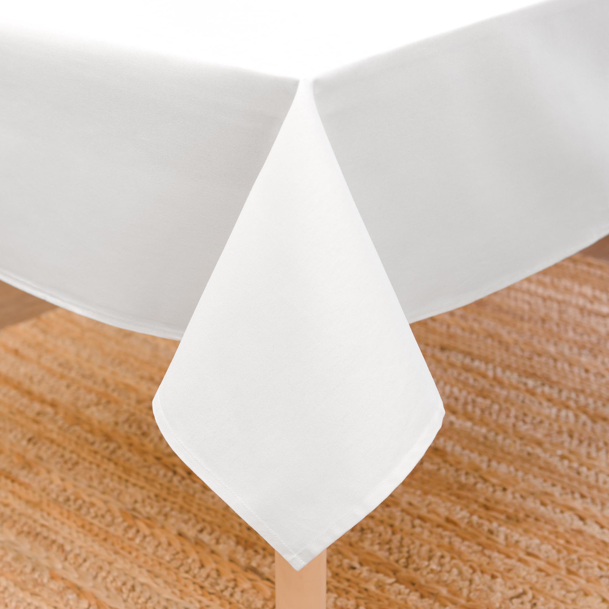 Encasa XO Dining Table Cover | 56x91 in Cotton Canvas Rectangular Tablecloth | Machine Washable, White Table Cloth for Indoor & Outdoor Dining, Durable, Easy-Care | Suitable for Any Occasion