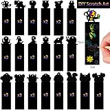 Dkibtol Scratch Art for Kids 48 Pcs Rainbow Bookmarks with Wooden Stylus view 6