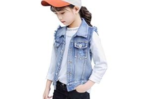 NABER Kids Girls' Fashion Sleeveless Outerwear Denim Jacket Vest Age 4-13 Years