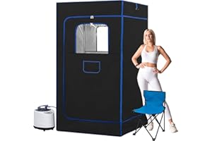 ALTLER Portable Sauna, Full Size, Steam Tent Sauna Box with 3.0L Steamer, Remote Control, Folding Chair, 9 Levels