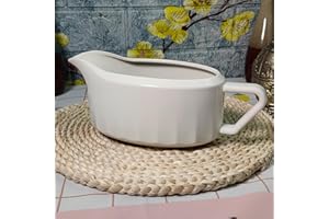 Cobata 24oz Large Capacity Gravy Boat - Upgrade Premium White Sauce Boat - Elegant Pouring Spout - Perfect for Serving Gravy, Sauces, Dressings - Dishwasher Safe