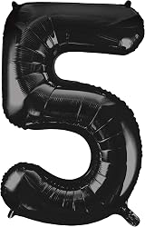 Unique Black Number 5 Shaped Large Foil Balloon 86cm - 1 Piece